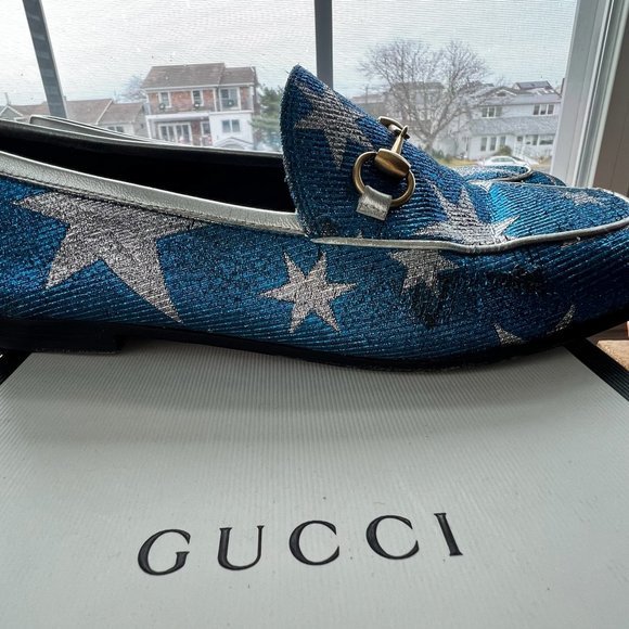 Gucci Blue and Silver Star Loafers - Picture 4 of 8